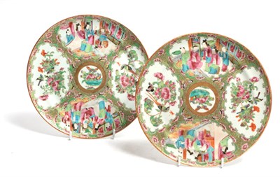 Lot 49 - A pair of Canton famille rose plates, circa 1900