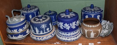 Lot 88 - A collection of Wedgwood and other Jasperware including cheese domes