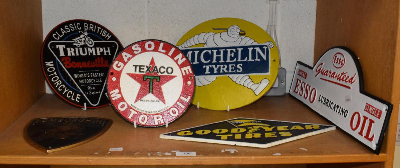 Lot 106 - Six reproduction painted iron motor advertising signs