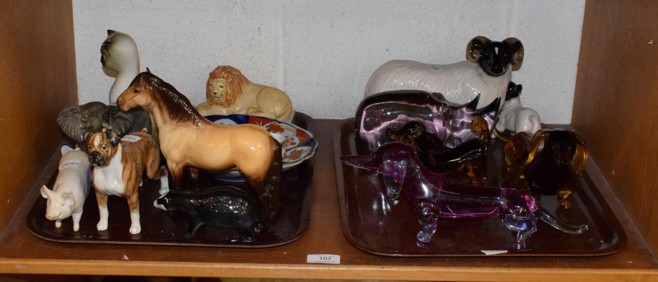 Lot 107 - Miscellaneous Beswick; Cooper Craft, Murano glass dogs; and other items (18)