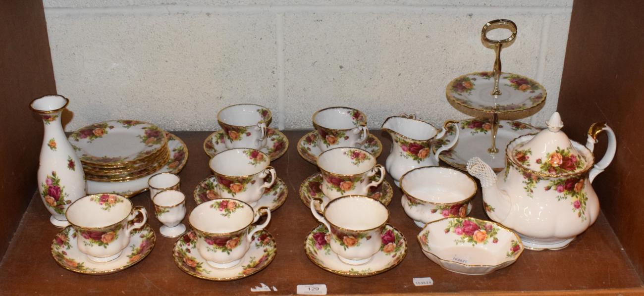 Lot 129 - Royal Albert, 'Old Country Roses' pattern tea set including cups, saucers, tea pot, cake stand,...