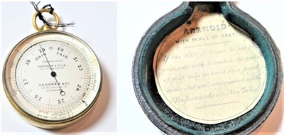 Lot 140 - A late 19th century cased pocket barometer, signed Gardner and Lyle, Glasgow