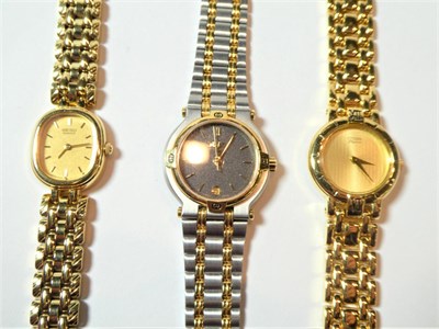 Lot 146 - Three lady's wristwatches including Seiko, Citizen and Gucci