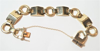 Lot 149 - A fancy link bracelet, stamped '9CT', length 19.5cm
