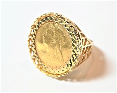 Lot 164 - An 1896 half sovereign loose mounted as a ring, finger size O1/2