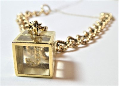 Lot 167 - A 9 carat gold twist curb link bracelet with 'J' charm, length 19.5cm