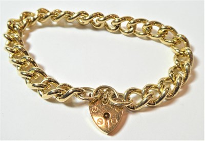 Lot 175 - A 9 carat gold curb and lock bracelet, length 21.5cm