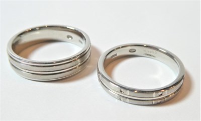 Lot 182 - Two palladium band rings, finger sizes S1/2 and V
