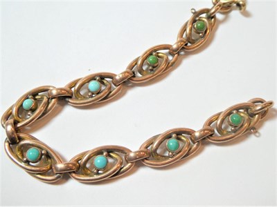 Lot 186 - A turquoise fancy link bracelet, length 20cm (a.f.)