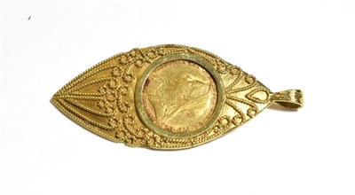 Lot 214 - A Victorian sovereign pendant in an 18 carat gold mount, length 6.7cm