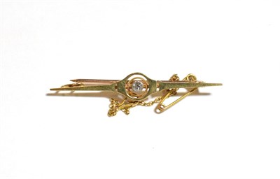 Lot 218 - A diamond bar brooch, stamped '15C', length 4.5cm