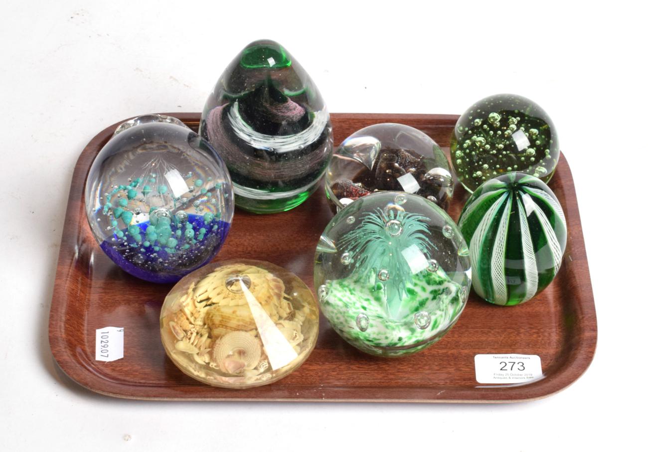 Lot 273 - Eight various paper weights (8)