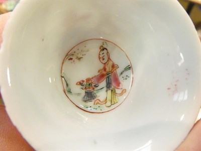 Lot 280 - An 18th century Chinese mug (a.f.) a 19th century Canton famille rose scallop edge dish, a...