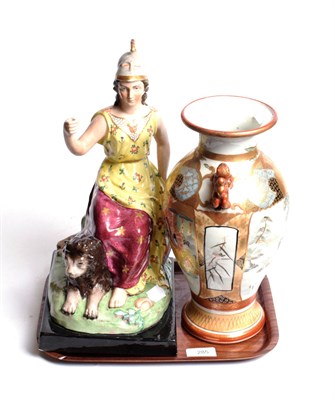 Lot 285 - Victorian large format Staffordshire pottery figure of Britannia, and a Japanese Kutani...