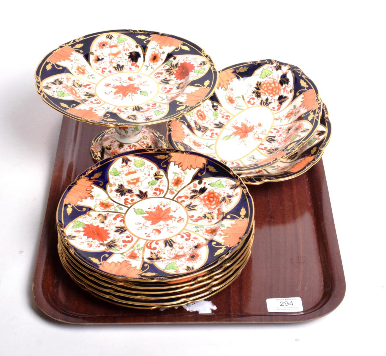 Lot 294 - An early 20th century Royal Crown Derby Imari part dessert service (9)
