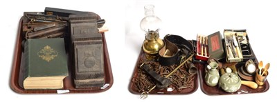 Lot 311 - Three trays of miscellaneous items including pocket watches, pocket watch stands and cases, a...