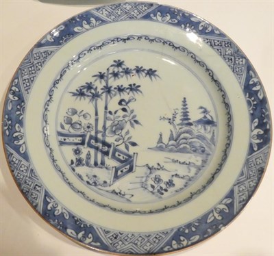 Lot 314 - A 19th century Chinese export octagonal famille rose dish; two 19th century blue and white...
