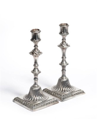 Lot 555 - An Extremely Rare Pair of George III Candlesticks, Matthew Boulton & John Fothergill, Chester 1771