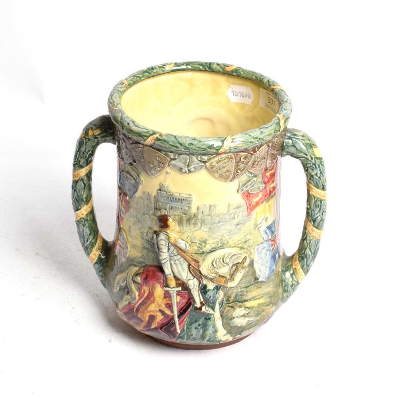 Lot 331 - A Royal Doulton loving cup, King George V & Queen Mary 25th year of reign, 472 of 1000