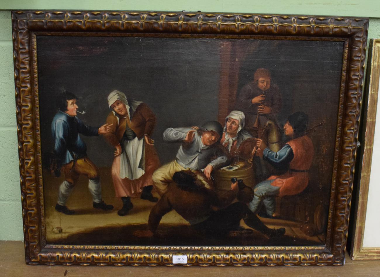 Lot 1015 - Follower of Adriaen Brouwer (c.1605-1638) Dutch,The Tavern Dance, oil on canvas, 54.5cm by 75cm...
