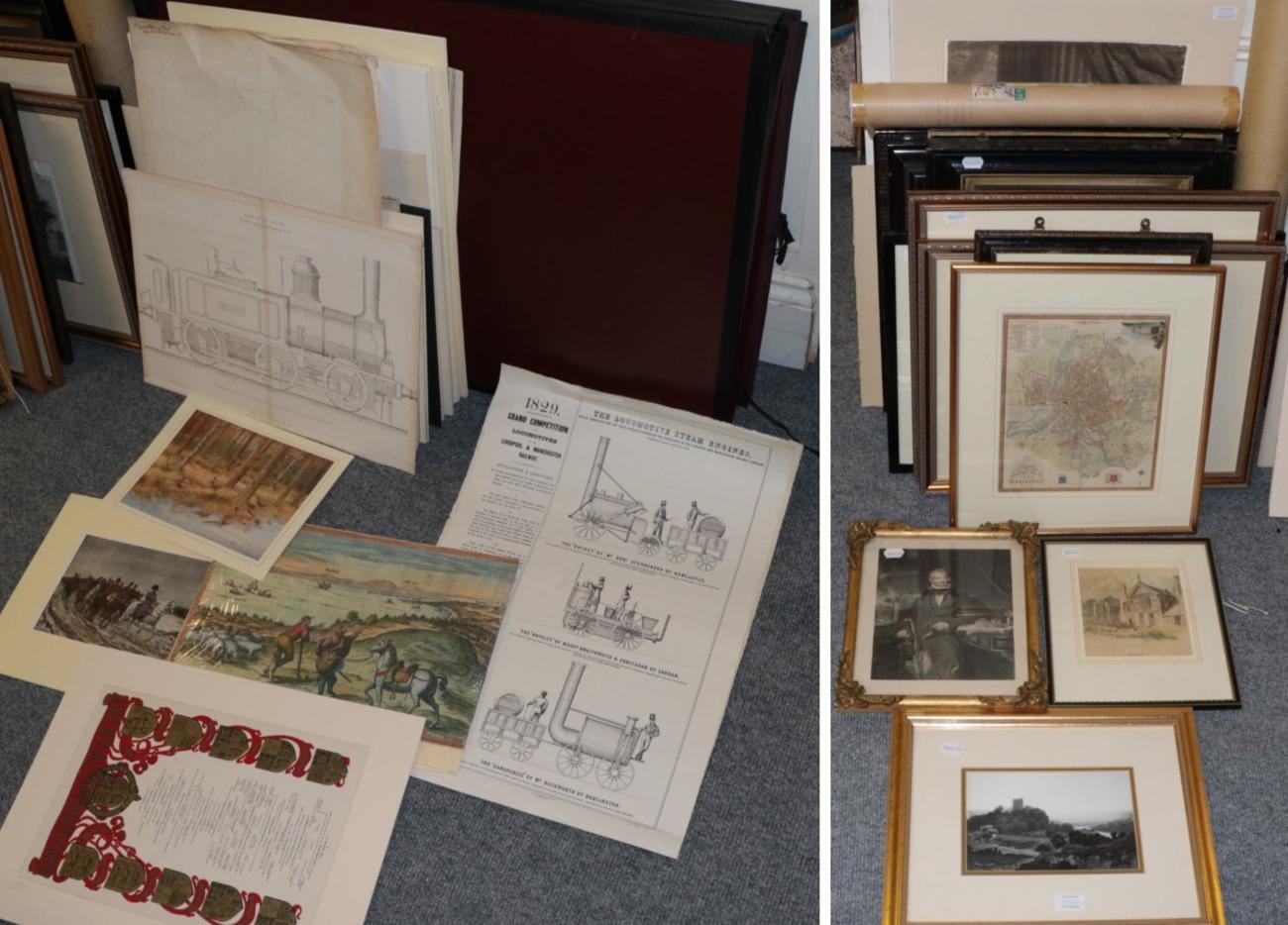 Lot 1020 - A large quantity of decorative prints and engravings, together with some maps (qty)