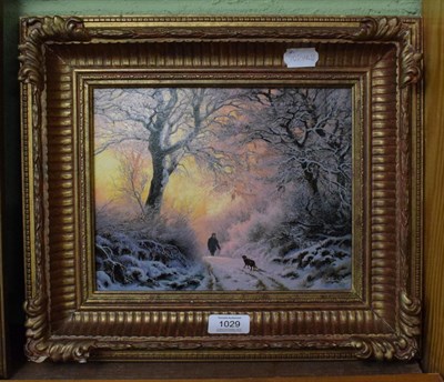 Lot 1029 - Daniel Van Der Putten (b.1949) 'Winter sunshine through the trees at Badbay woods,...
