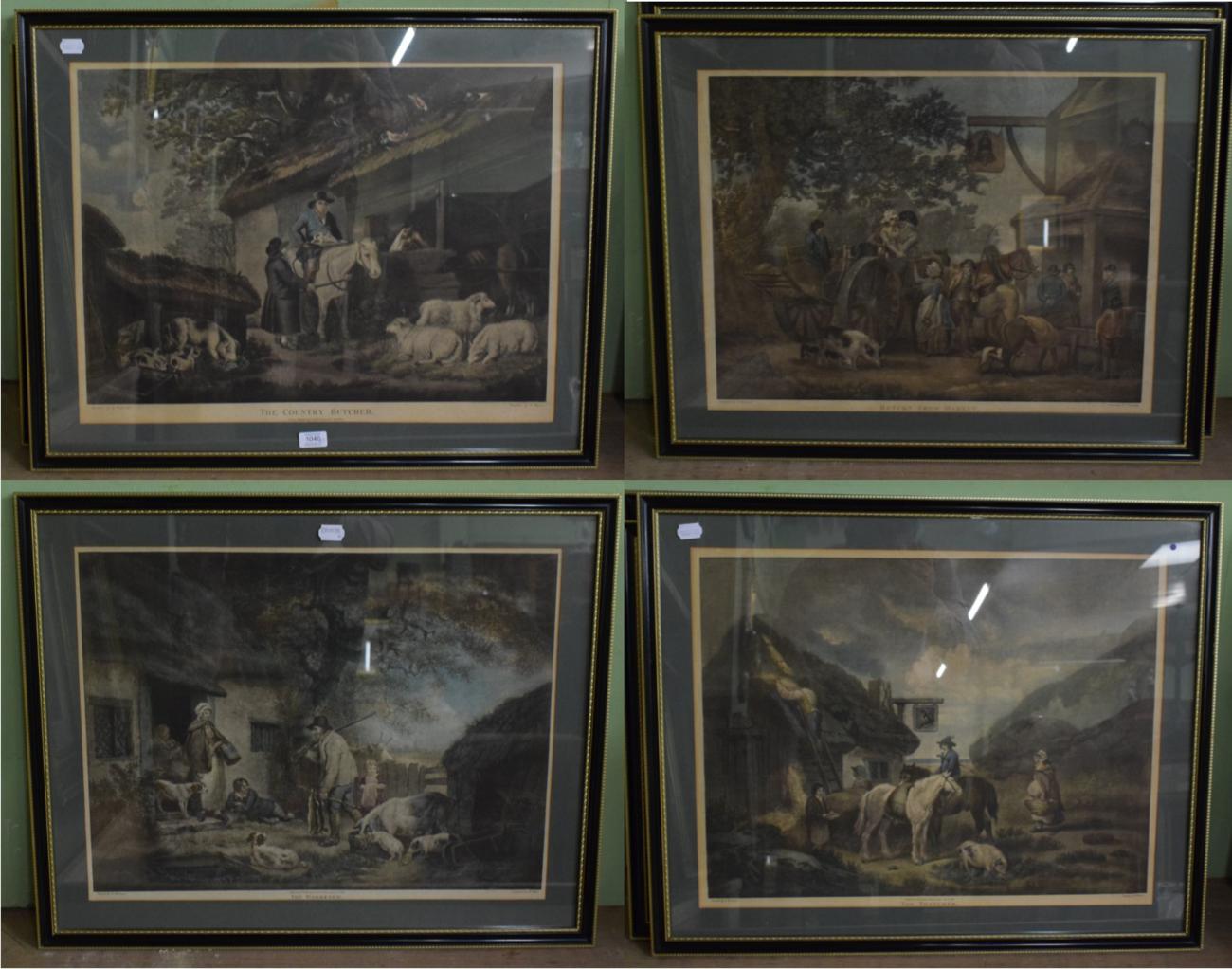 Lot 1040 - A set of four George Morland prints to include 'The Country Butcher', 'The Thatcher', 'Return...