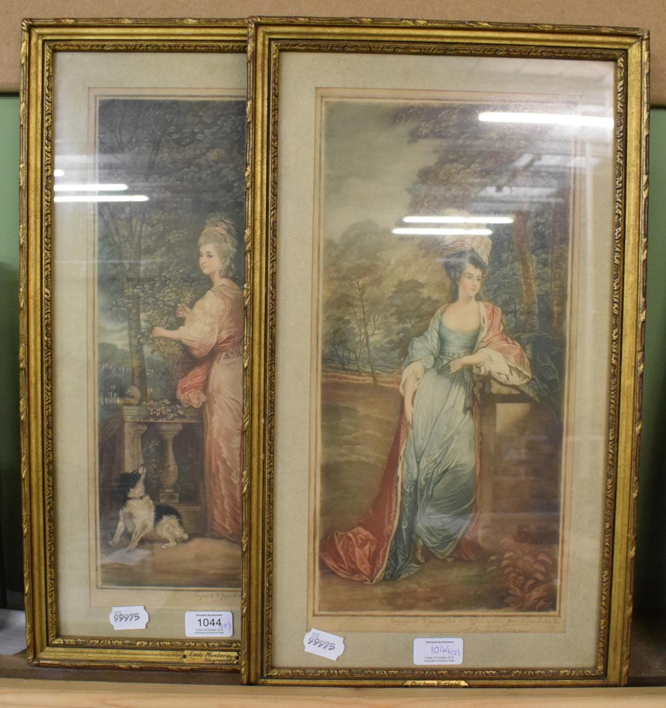 Lot 1044 - After Reynolds, a pair of coloured engravings of the Duchess of Rutland and Lady Musters,...