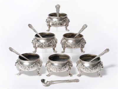 Lot 562 - A Set of Four George II Salt Cellars, Peter Archambo I, London 1733, of cauldron form with...