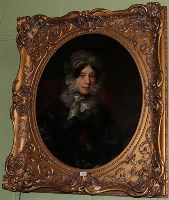 Lot 1054 - Circle of Margaret Sarah Carpenter (1993-1872), Portrait of a lady in a bonnet, oil on canvas