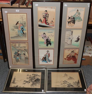 Lot 1059 - Ogata Gekko (1859-1920), Bushclover Dance, 34cm by 23cm and another, in a single frame, Ohashi...