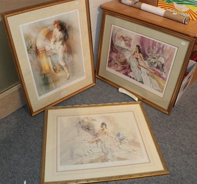 Lot 1067 - Three artist signed colour reproductions after Gordon King, (one unframed) and one other (4)