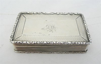 Lot 578 - A Victorian Silver Snuff Box, Francis Clark, Birmingham 1841, rectangular with engine turned...