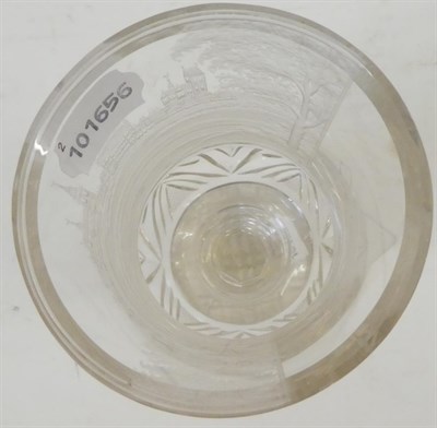 Lot 2 - A German Glass Goblet, circa 1800, of campana form, engraved with a view of Güstrow, the...