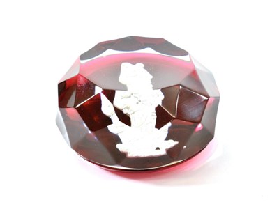 Lot 12 - A Baccarat Faceted Sulphide Paperweight, mid 19th century, set with the Madonna and Child...