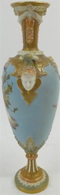 Lot 40 - A Royal Worcester Porcelain Vase, by Charles Baldwyn, circa 1903, of urn shape with mask...