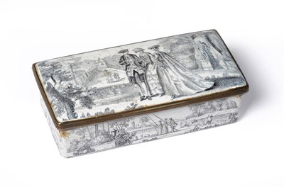 Lot 593 - A South Staffordshire Enamel Large Snuff Box, circa 1760, of rectangular form printed en...