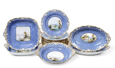 Lot 46 - A Royal Worcester Porcelain Dessert Service, painted by Harry Davis, 1902, with lakeland scenes...