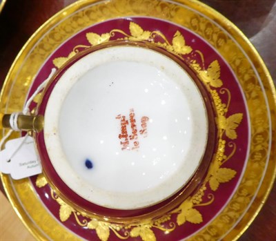 Lot 49 - A Sèvres Porcelain Empire Style Cabinet Cup and Saucer, dated 1809, gilt with bands of...