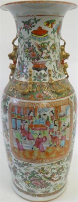 Lot 63 - A Cantonese Porcelain Baluster Vase, mid 19th century, of baluster form with mythical beast...