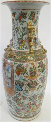 Lot 63 - A Cantonese Porcelain Baluster Vase, mid 19th century, of baluster form with mythical beast...