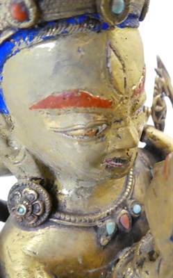 Lot 69 - A Tibetan Gilt-Bronze Figure of Guhyasamaja Akshobhyavajra and Consort, 18th century, the...