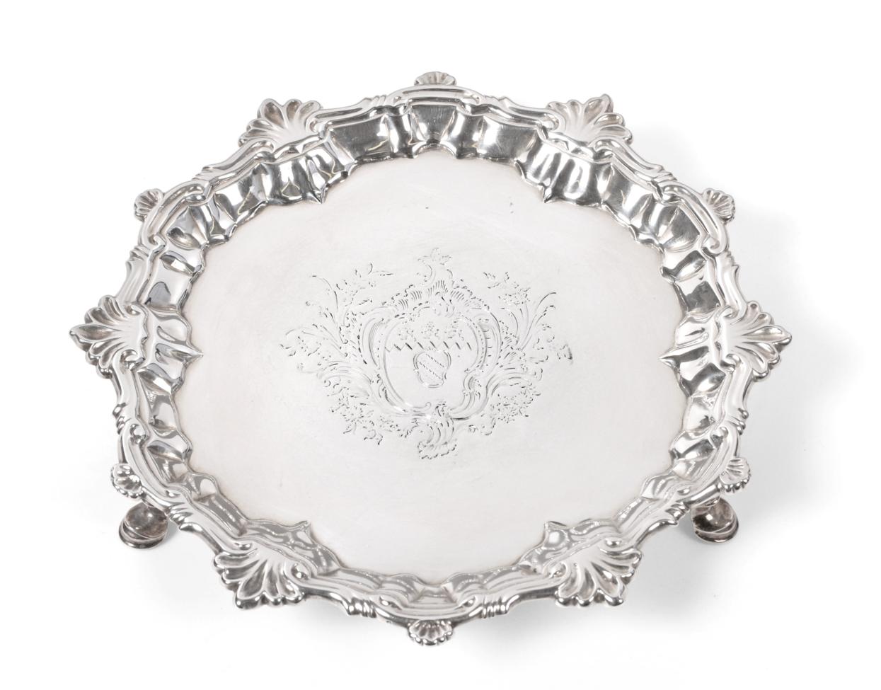 Lot 77 - A George II Silver Waiter, by William Peaston, London, 1751, shaped circular and on three pad feet
