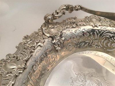 Lot 85 - A George II Silver Basket, by Robert Brown, London, 1739, shaped oval and on openwork foliage...
