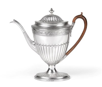 Lot 87 - A George III Silver Coffee-Pot, by William Fountain, London, 1798, tapering cylindrical and on...