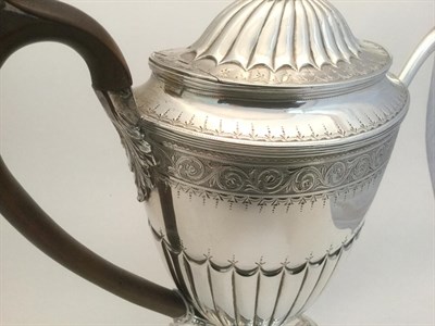Lot 87 - A George III Silver Coffee-Pot, by William Fountain, London, 1798, tapering cylindrical and on...