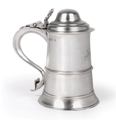 Lot 90 - A George III Silver Tankard, by Joseph Lock, London, 1777, tapering cylindrical and on...