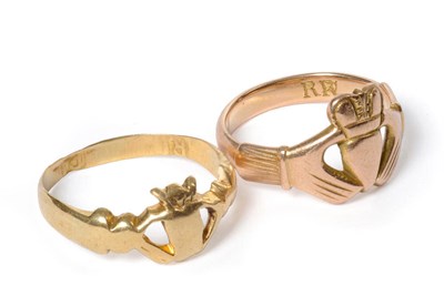 Lot 598 - An Irish Gold Claddagh Ring, Richard Joyce, Galway, circa 1720, of typical form; and Another,...