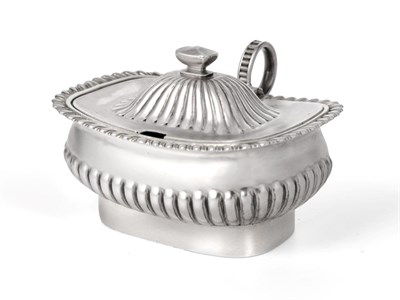 Lot 92 - A George III Silver Mustard-Pot, by William Eaton, London, 1814, oblong and with fluted sides, with
