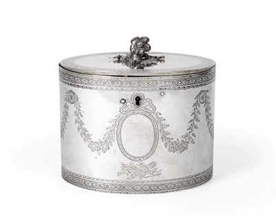 Lot 100 - A George III Silver Tea-Caddy, Maker's Mark IP, Probably for Joseph Preedy, London, 1776, oval...